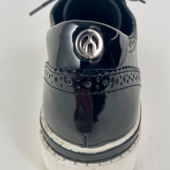 Wishbone Diana Black Patent Leather Lace Up Brogue Oxford Shoes, Size 8 - Picture 8 of 11